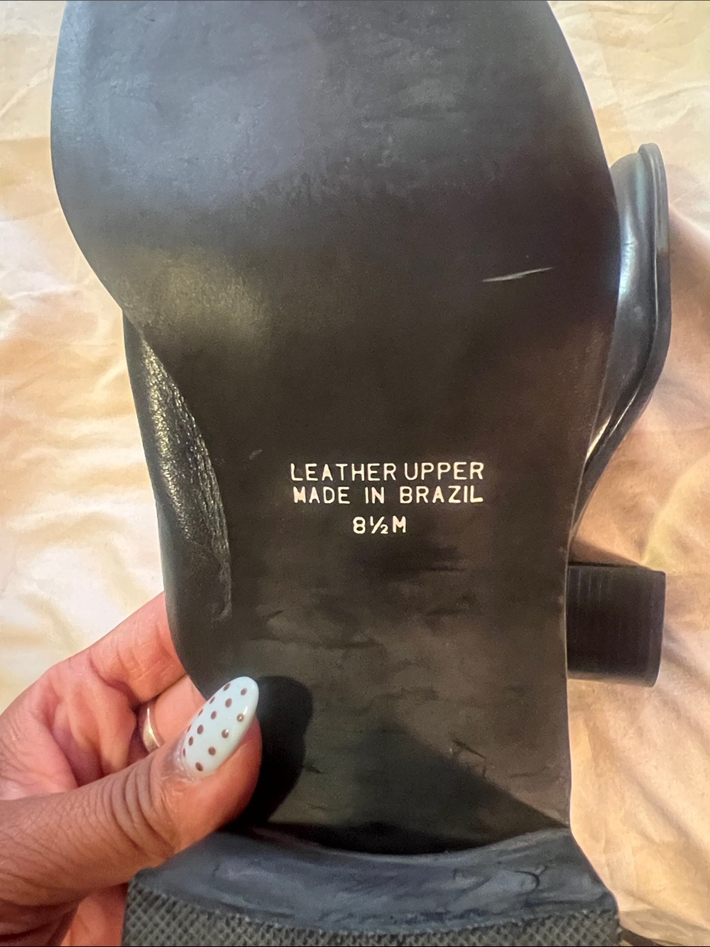 Women's Black Leather Slip-On Heeled Mules - Picture 4 of 6